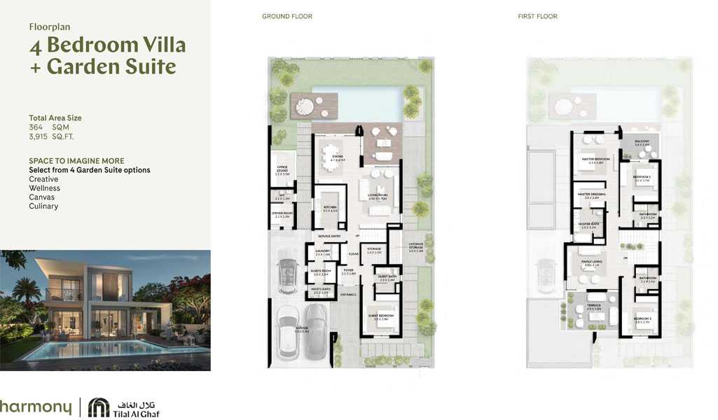 4 Bedroom Villa, Garden Suite, Size 3915.00 sq ft